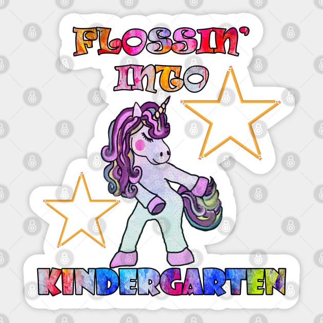 Kindergarten Girl Unicorn Flossin Cute Back to School Gifts Sticker by tamdevo1